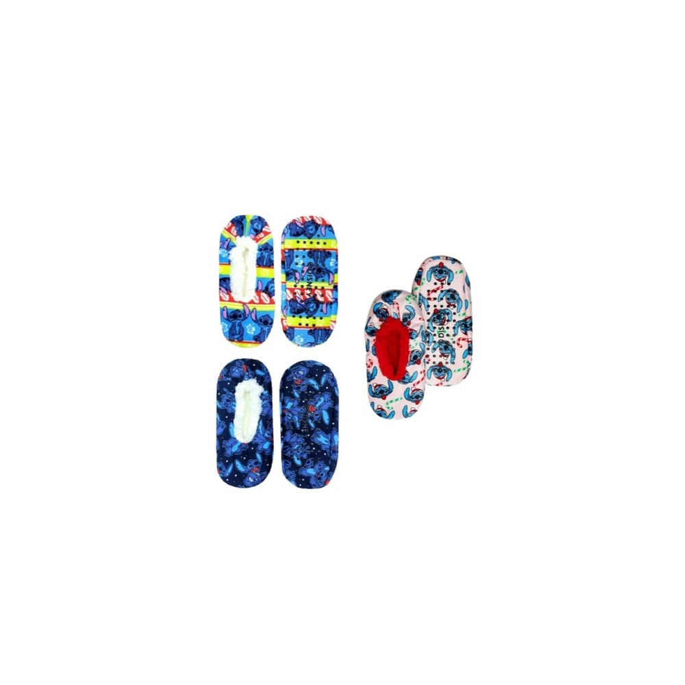 Disney Lilo and Stitch Slippers Womens One Size Christmas Fuzzy Sock Holiday B1